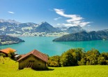 Lake Lucerne region is one of the most famous tourist destinations in the world. It features complicated shape and the shoreline of the lake rises steeply into the mountains.