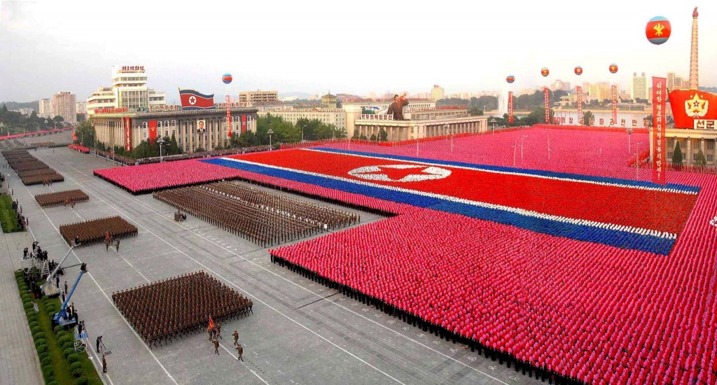 N. Korean militia take part in anniversary parade